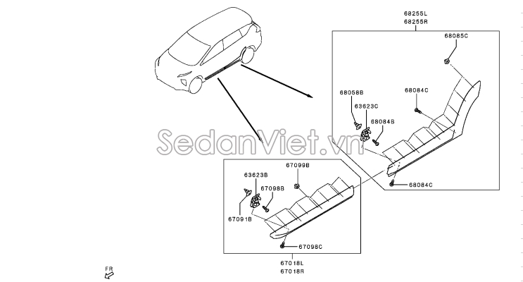 Ốp nhựa thân xe trước 80870W000P