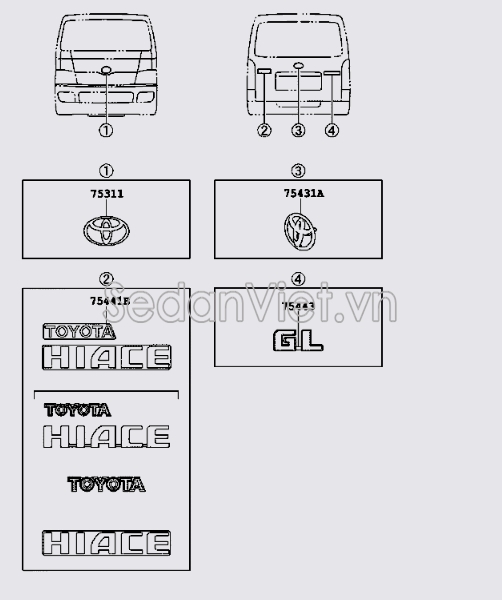 Logo TOYOTA HIACE 7544126291