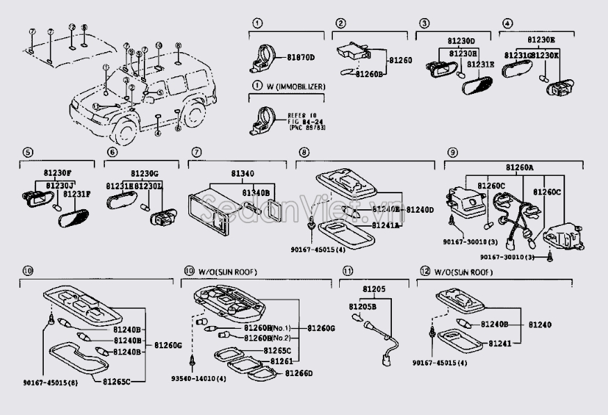 Đèn trần xe 8126060080A0