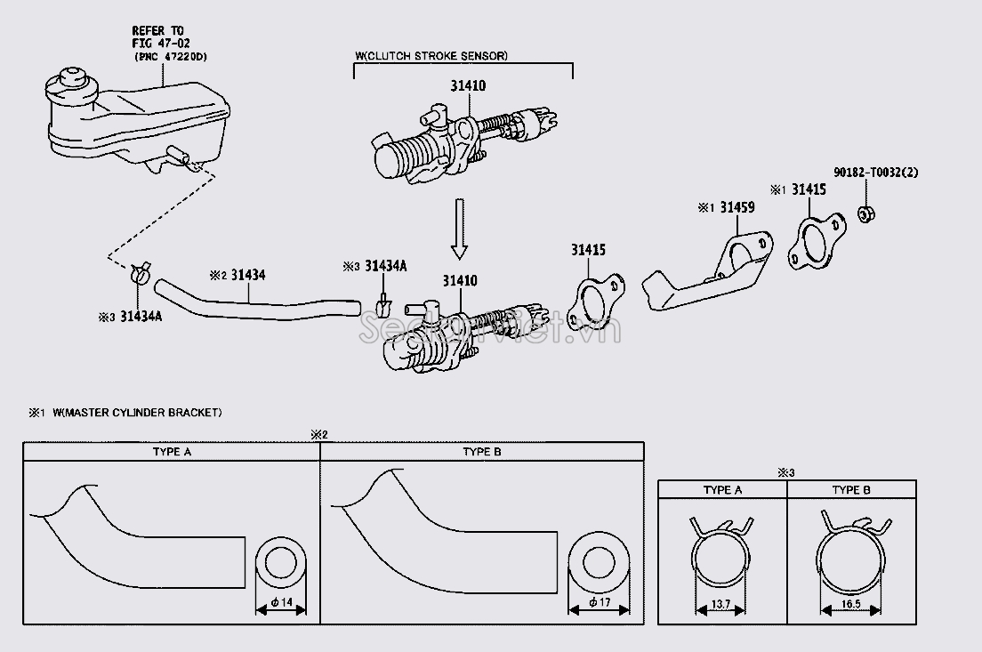 Ống dẫn dầu từ bình dầu xuống tổng côn 314340K070