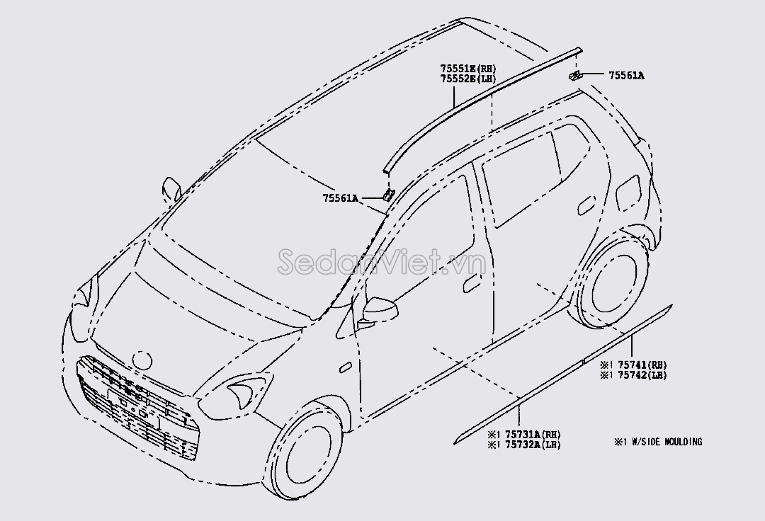 Nẹp nóc xe 75552BZ050