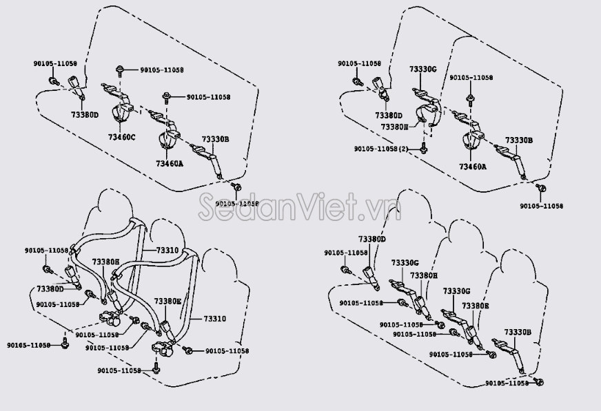 Dây đai an toàn ghế sau 7333026130B0