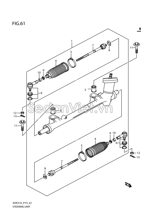 Cao su chụp bụi thước lái 4857184M00000