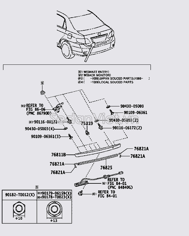 Nẹp cốp sau Toyota Corolla Altis 2009-2010