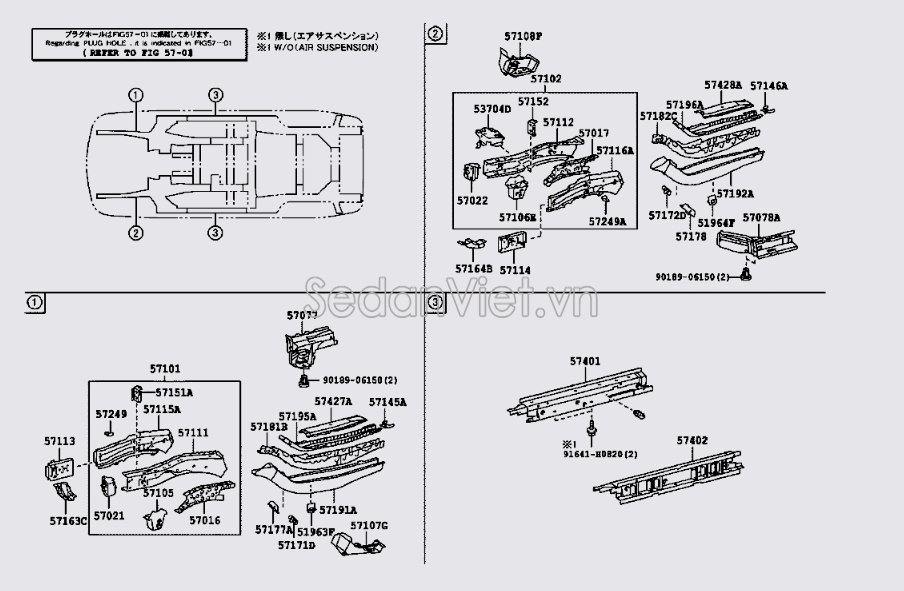 Xương sắt xi kết nối phần thân xe 5740148051