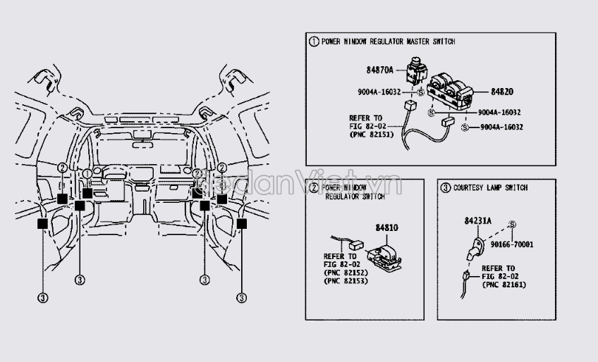 Công tắc báo đèn mở cửa trong xe 84231BZ010