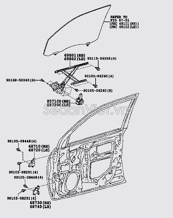 Compa nâng hạ kính cánh cửa trước 6980260080