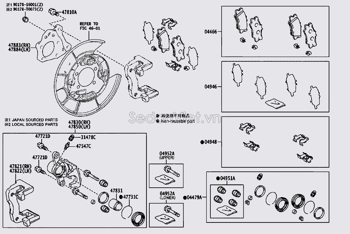 Cụm gông phanh sau 478300A010