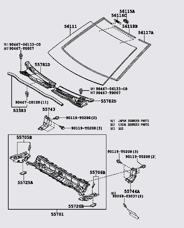 Giăng kính chắn gió trước 561170K010