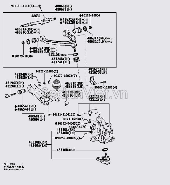 Cao su to càng A Toyota Hiace 1996-2006