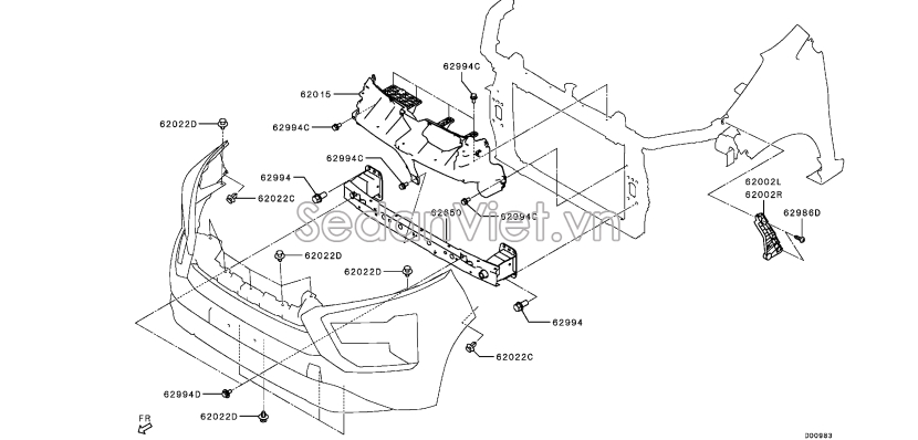 Nẹp cài cản trước Mitsubishi Xpander 2022-2024