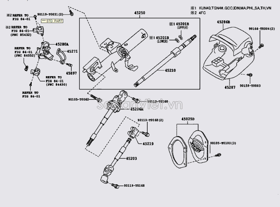 Khớp các đăng lái 452030K090