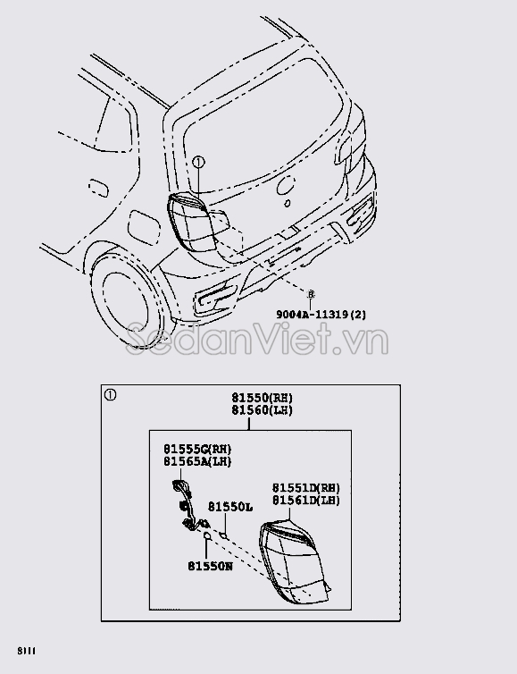 Dây điện bóng đèn hậu 81555BZ150