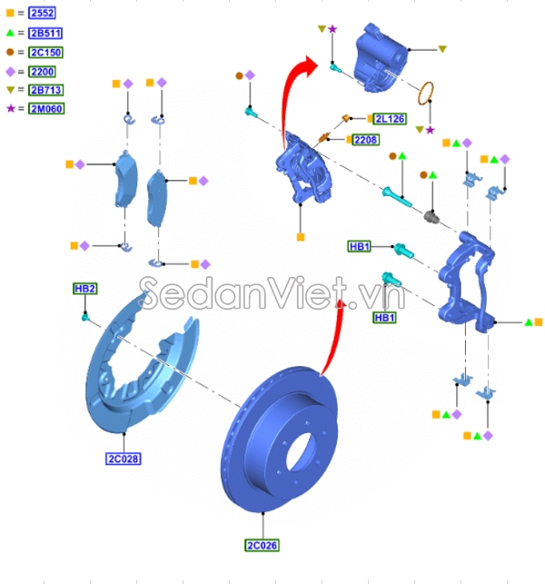 Cụm phanh sau MB3Z2553A