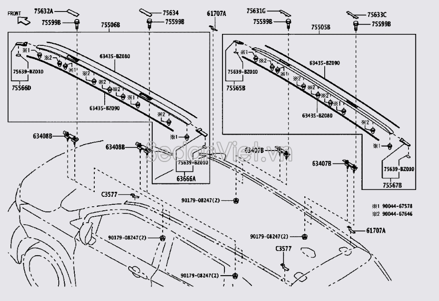 Ốp đầu giá nóc 63435BZ110