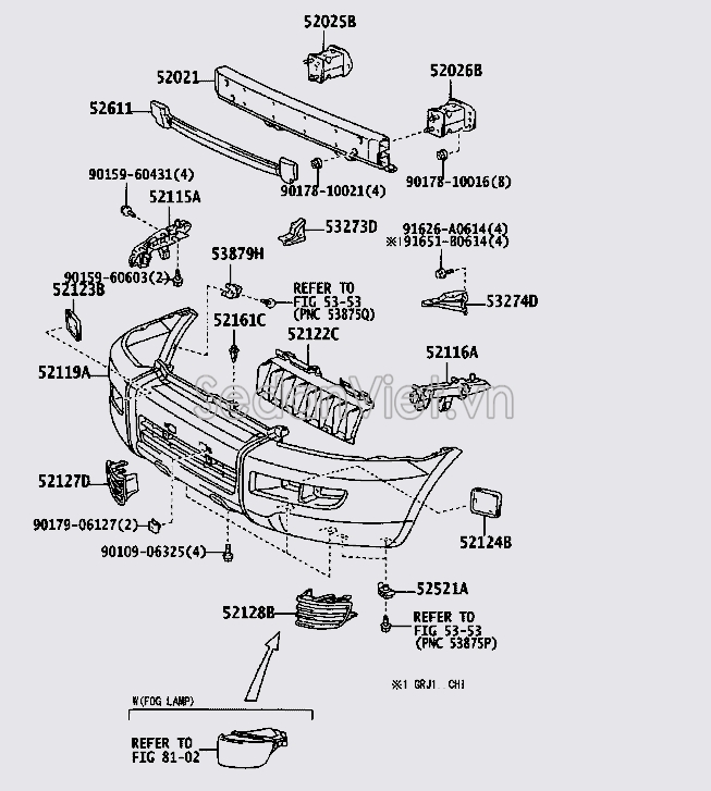 Xương giằng ngang đầu xe Toyota Land Cruiser Prado 2004-2009