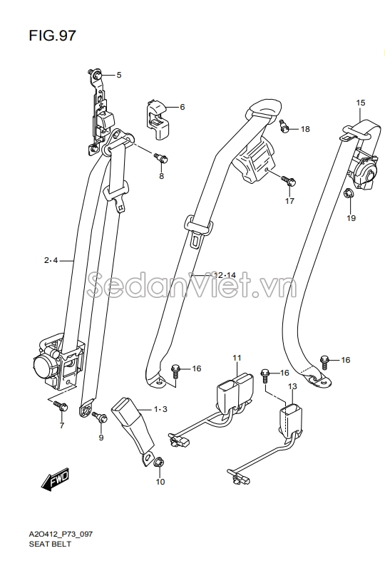 Chốt dây đai an toàn trước 8491057R20000