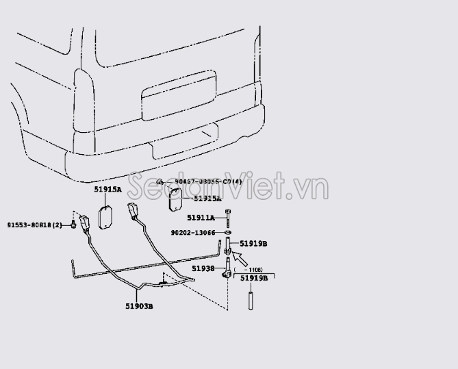 Giữ lốp dự phòng Toyota Hiace 2007-2012