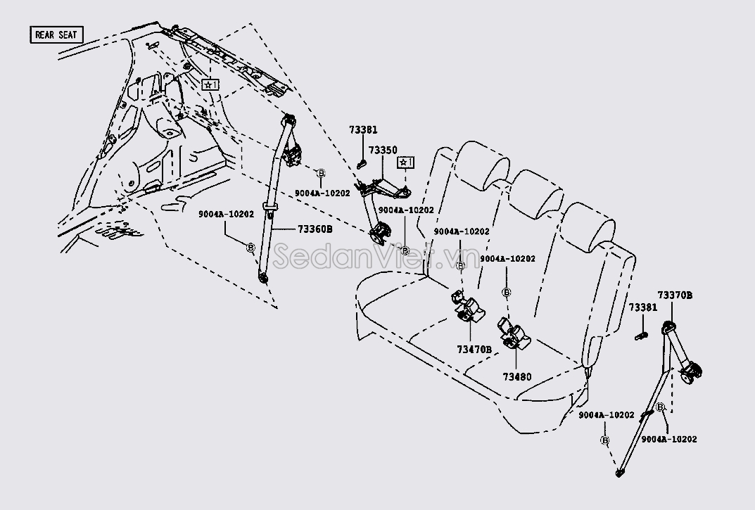 Dây an toàn ghế sau 73360BZ231B0