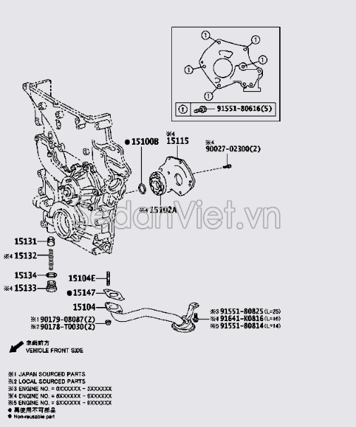 Bánh răng bơm dầu động cơ 151030C020