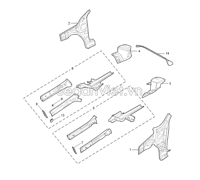 Xương viền tai xe trước 10726142SEPP