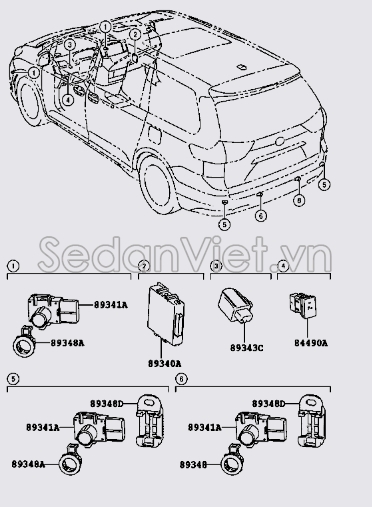 Cảm biến bảo lùi 8934148010J7