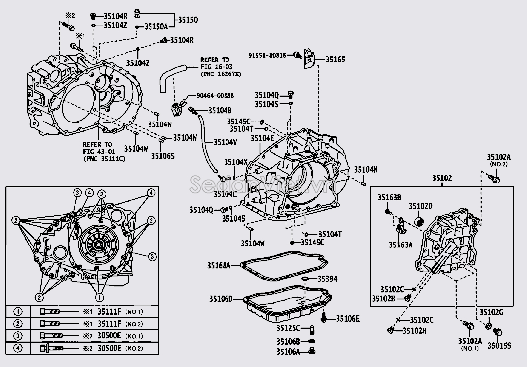 Nắp đuôi hộp số tự động 3510233120