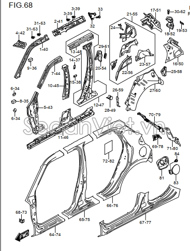 Xương trụ trong tiếp giáp nóc xe 6371252R00000