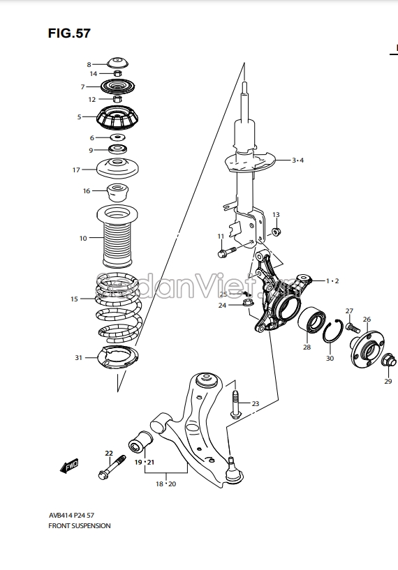 Đế đỡ lò xo giảm xóc trước 4121261M00000