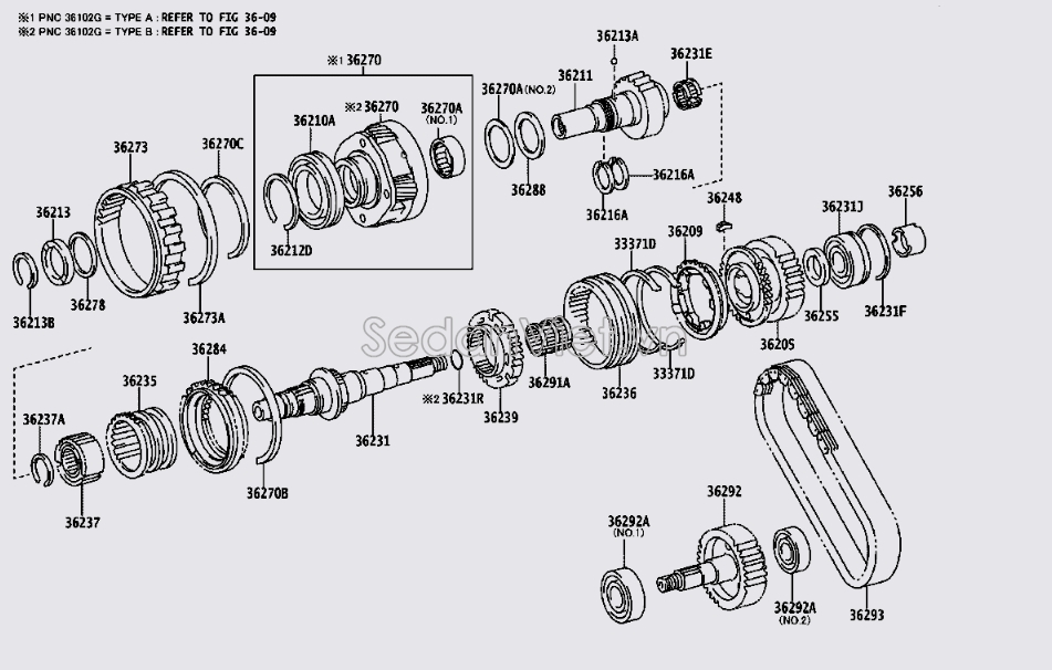 Bánh răng đuôi trục đầu ra hộp số phụ 362050K040