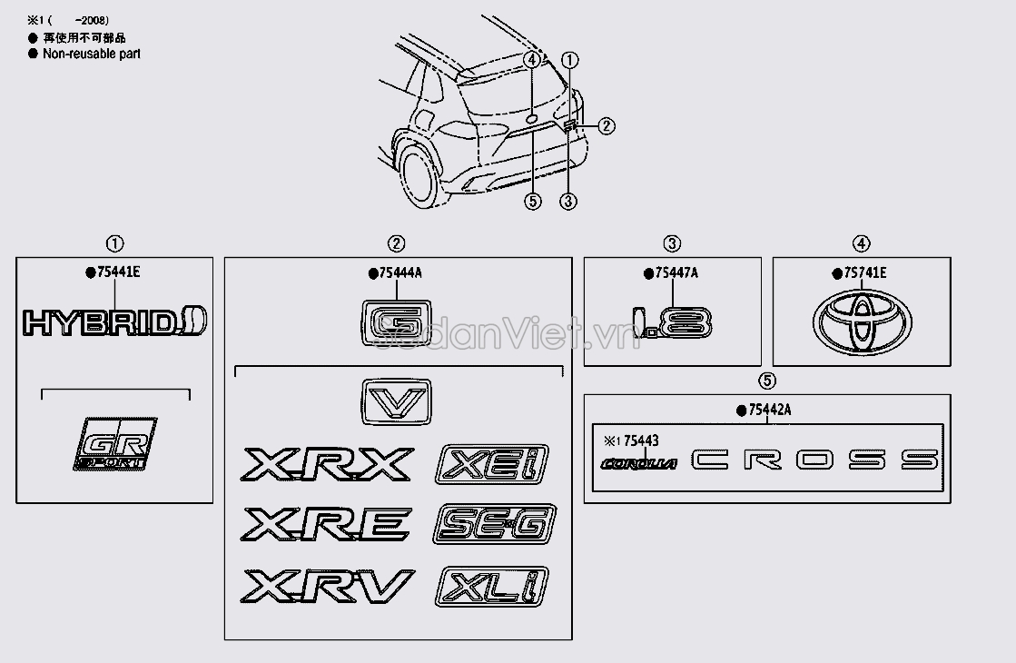 Logo COROLLA CROSS 754420A070