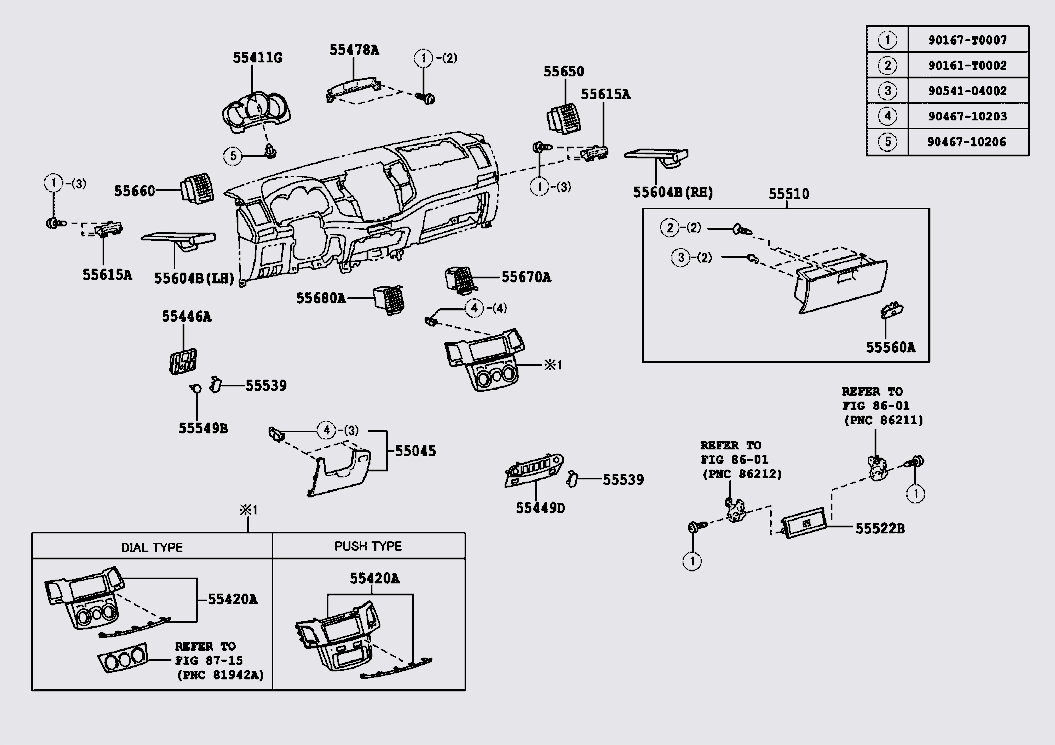 Nhựa ốp công tắc điều khiển điều hòa 554130K070E0