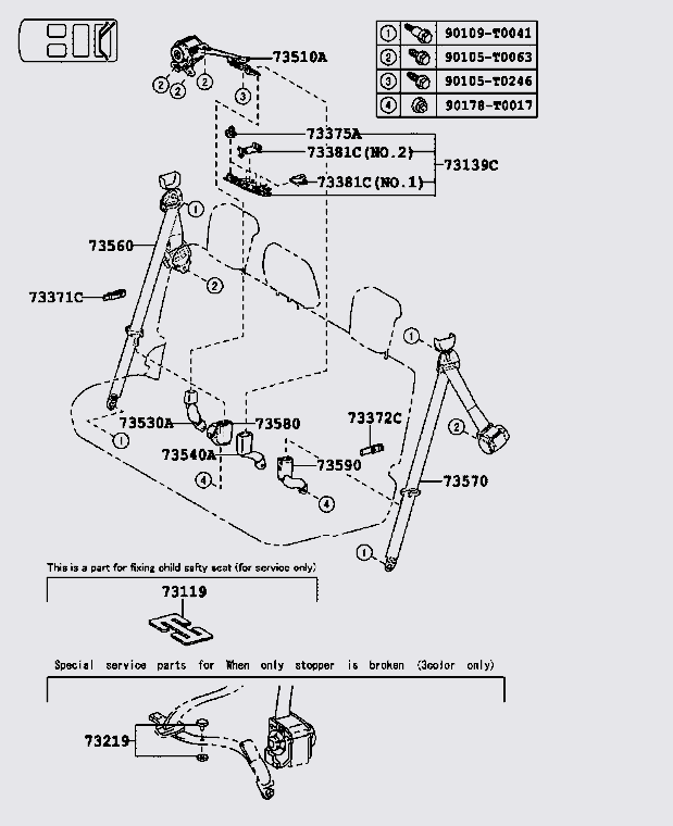 Chốt dây đai an toàn sau 735400K090C0