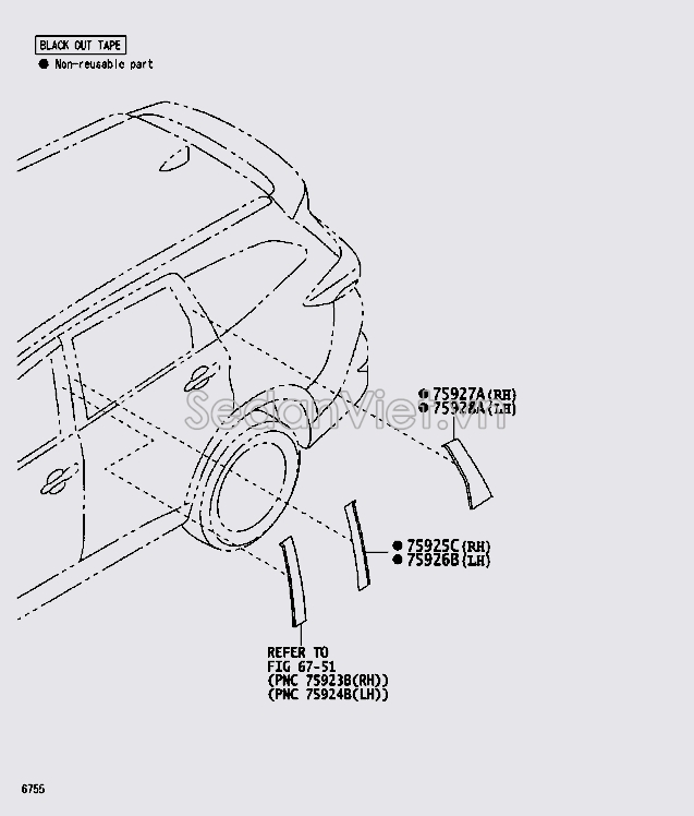 Ốp nhựa trang trí ngoài cánh cửa sau 75927BZ040C0