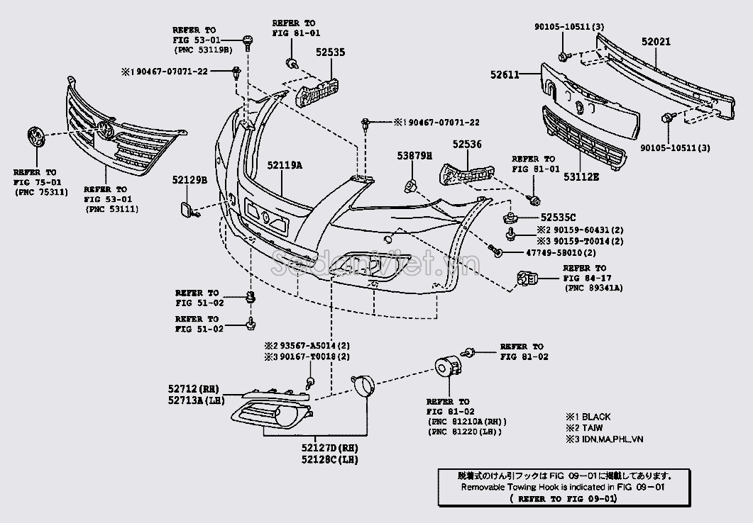 Xương giằng ngang đầu xe Toyota Camry 2009-2012