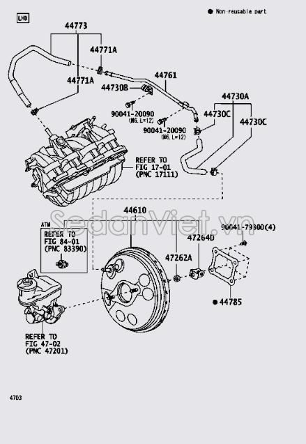 Ống hơi van chân không 44750BZ260