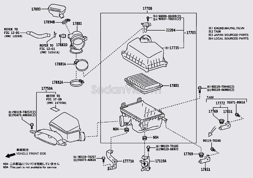 Hộp lọc gió động cơ có đựng lọc 177000V080