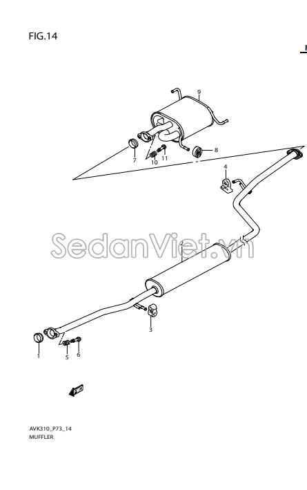 Ống xả đoạn  thân xe 1419084M01000