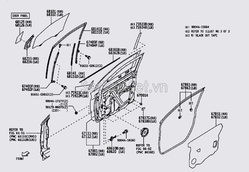 Kính cánh cửa 68101BZ400