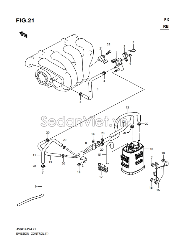 Ống dẫn xăng từ hộp lọc xăng thừa vào bình xăng 1834071L01000