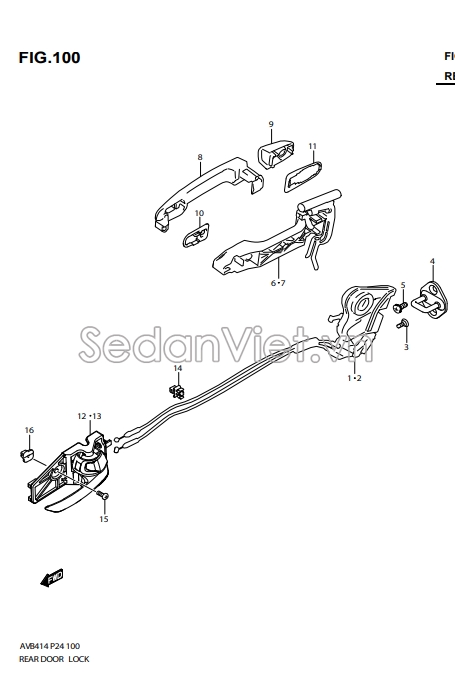 Ổ khóa ngậm cánh cửa sau 8230279P10000