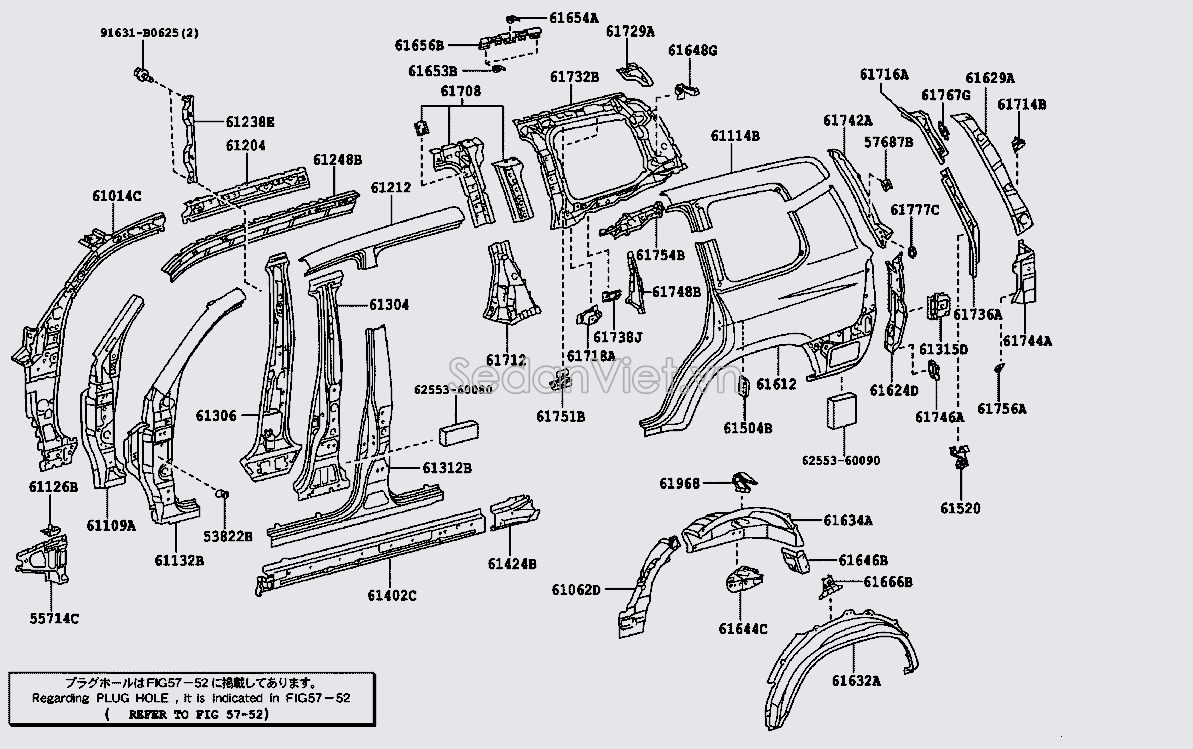 Xương đỡ ốp babule xe 6140260060