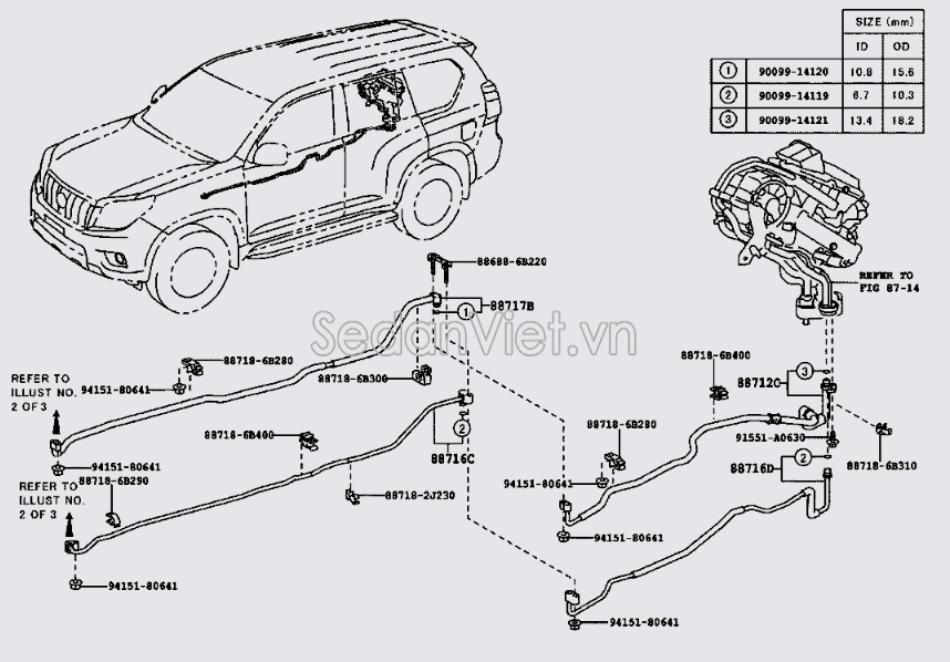 Ống ti ô điều hòa vị trí B Toyota Land Cruiser Prado 2009-2013