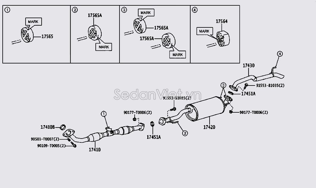 Ống xả đoạn giữa 174030C130