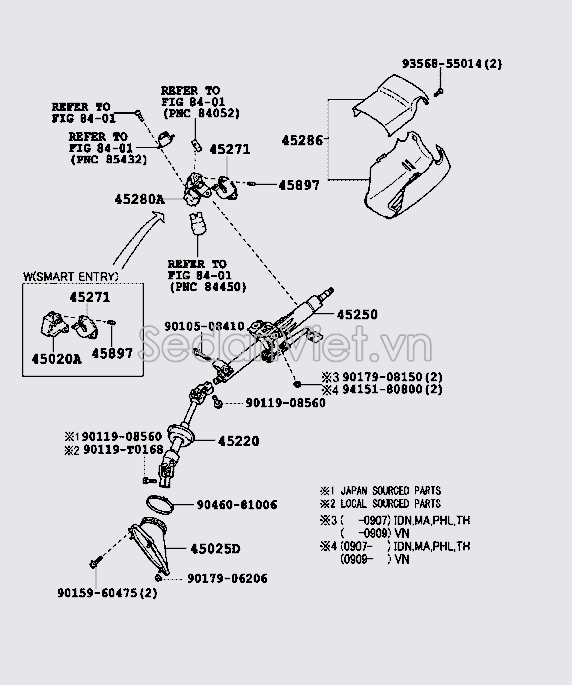 Cụm cơ cấu lái điện không mô tơ 4525006490