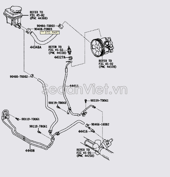 Ống cao áp bơm trợ lực lái 444110K130