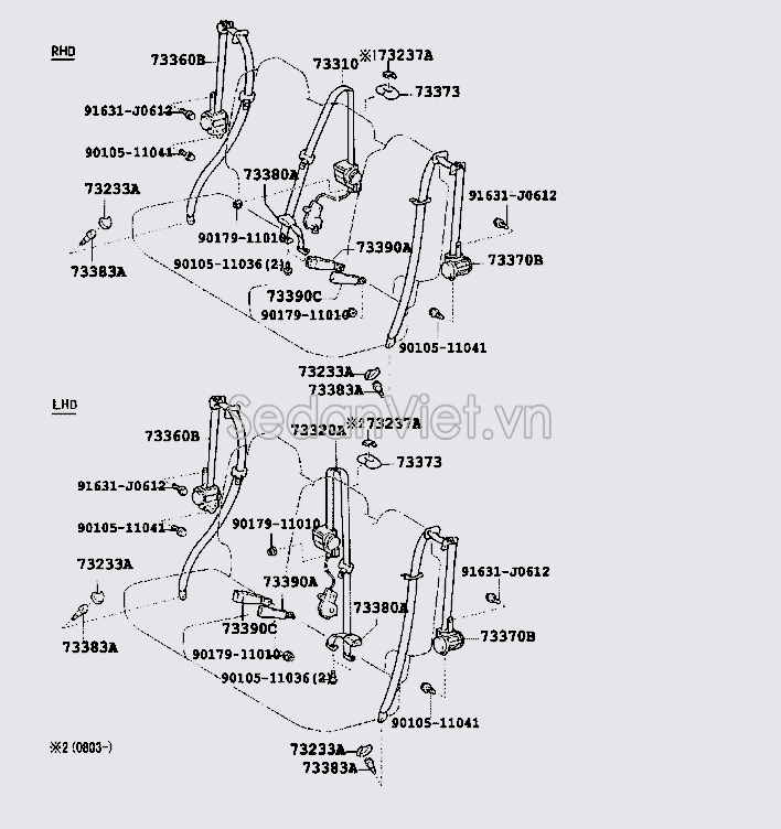 Chốt dây đai an toàn ghế trước Toyota Land Cruiser Prado 2004-2009