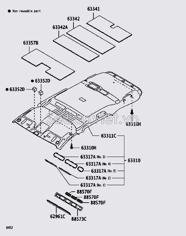 Nẹp cài la phông trần 62961BZ010B1