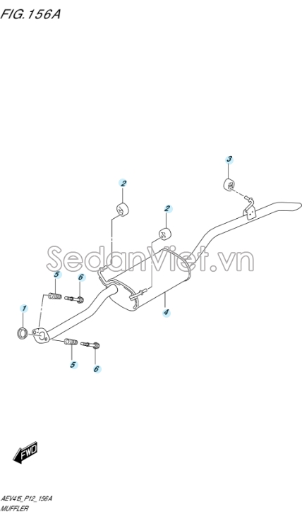 Cao su treo ống xả đoạn cuối vị trí cuối 1428157L00000