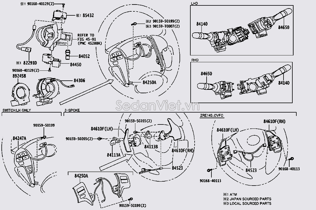 Công tắc phím vô lăng Toyota Corolla Altis 2009-2010